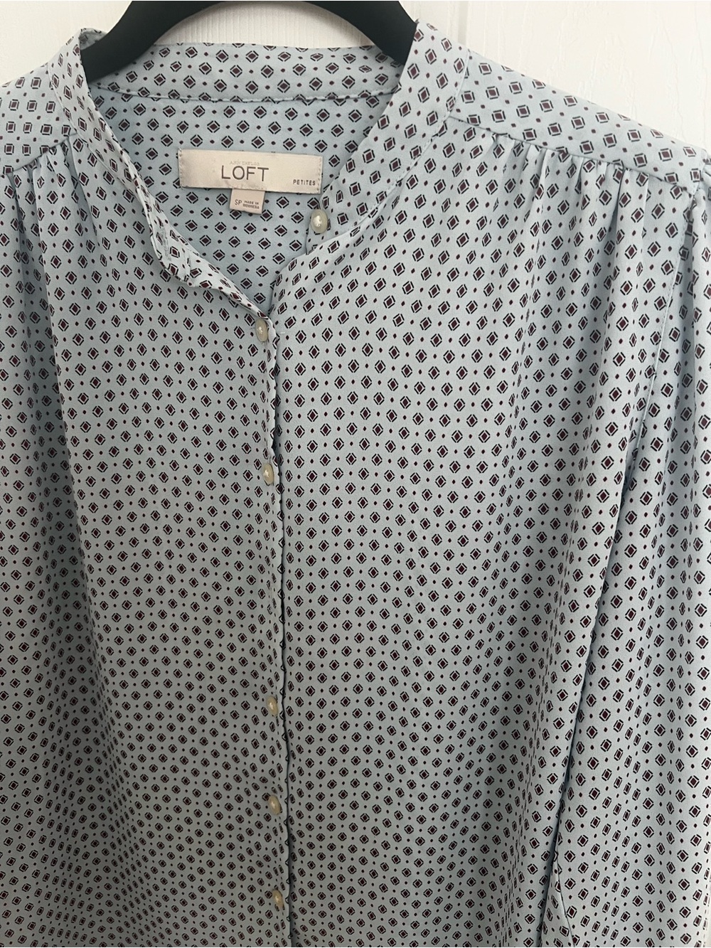 LOFT Pale Blue Printed Button-Down Shirt